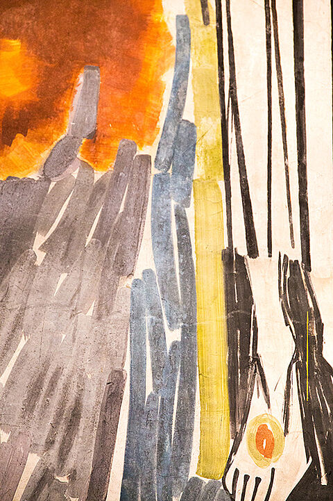 Der Fuß des Gekreuzigten, Detail des Wandbildes Fuß des Gekreuzigten im Detail